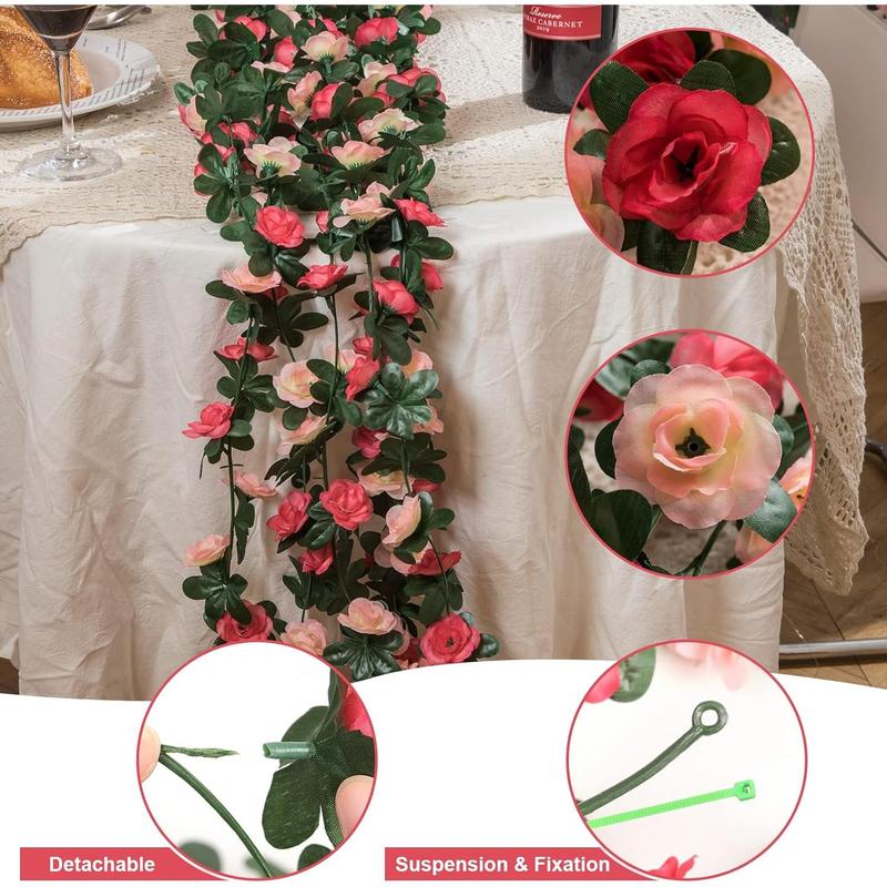 Flower Garland Rose Vines,8.2 Feet Flowers Vines for Bedroom, Rose Flower Garland Decoration, Rose Floral Garland for Room Table Wedding Decor Decorative Fruit Plants Silk Ornaments