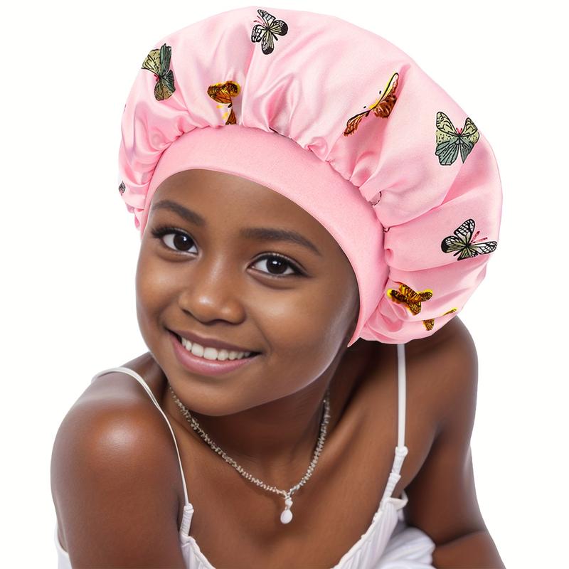 H A C Satin Bonnet for Minors - Wide Brim Sleep & Shower   swimming cap