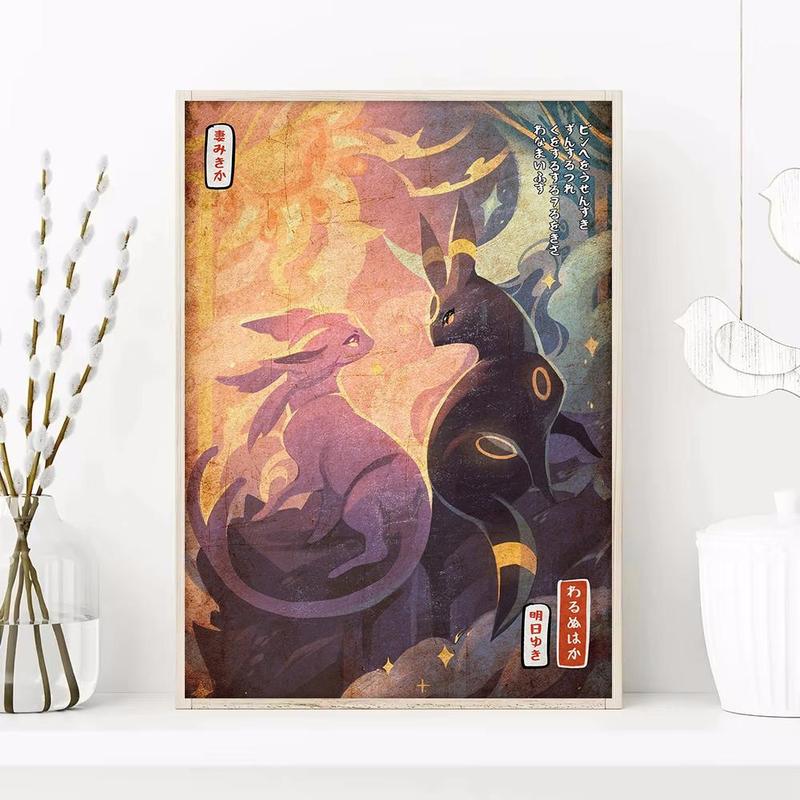 Cartoon Pattern Unframed Painting, 1 Count Retro Anime Figures Canvas Painting, Vintage Wall Art, Living Room Bedroom Home Decor