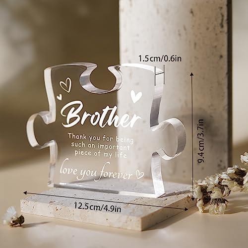 Gifts for Brother, Birthday Gifts for Brother from Sister Brother - 4.9 x 3.7 inch Acrylic Block, Graduation Wedding Christmas Gifts for Brothers, Best Brother Gifts Ideas