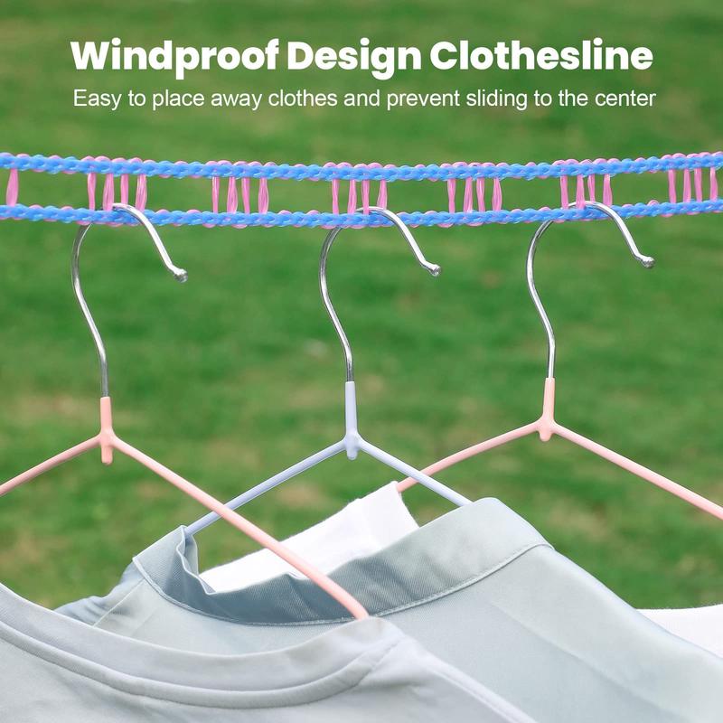 3-Pack Windproof Clothesline with Hooks – Super Strong and Durable, PE Material, 16ft – Ideal for Indoor Outdoor Use & Travel