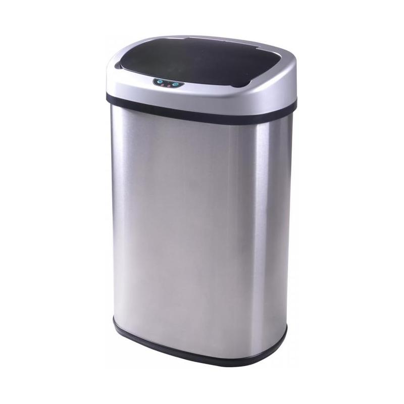 BonaNest Touch Free Stainless Steel 13 Gallon   50L Garbage Trash Bin for Kitchen Office Home