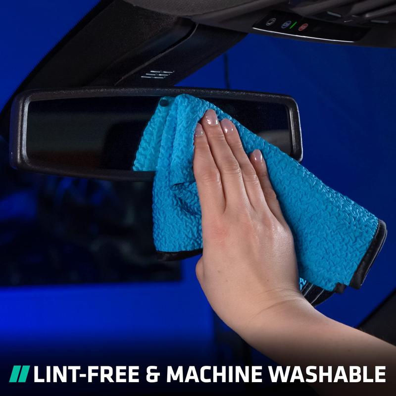 VIKING Glass Microfiber Cleaning Cloth for Car and Home, Glass Towels for Mirror, and Picture Frames, and Car Detailing Kit, 16 inch x 16 inch, Blue, 2 Pack