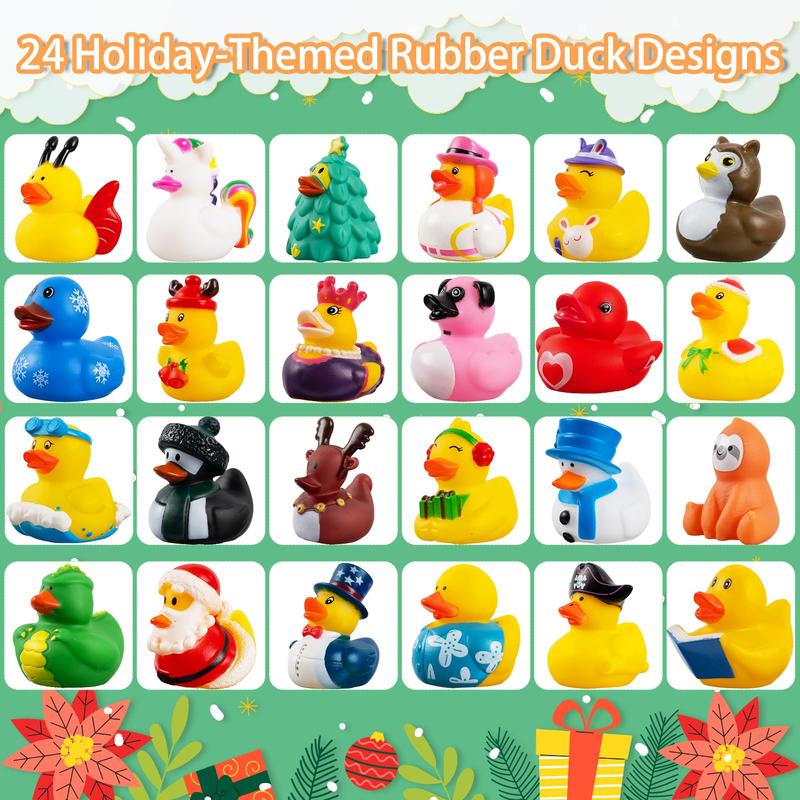 CHRISTMAS SALE:2024 Advent Calendar Christmas Ducks - 24pcs  Duck Advent Calendar 24 Days of Christmas Countdown  Fun Duck Bath for Xmas Holiday Gifts Party Duck Party Favors Halloween Rubber