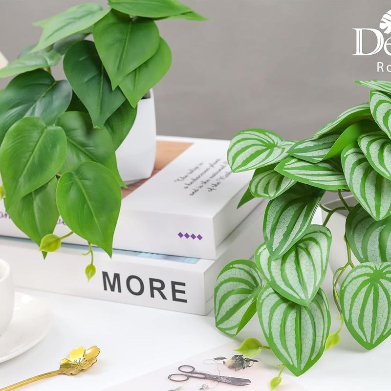 2 Packs Small Faux Plastic Artificial Decorative Plants for Home Bedroom Aesthetic Living Room Bathroom Farmhouse Decor Indoor