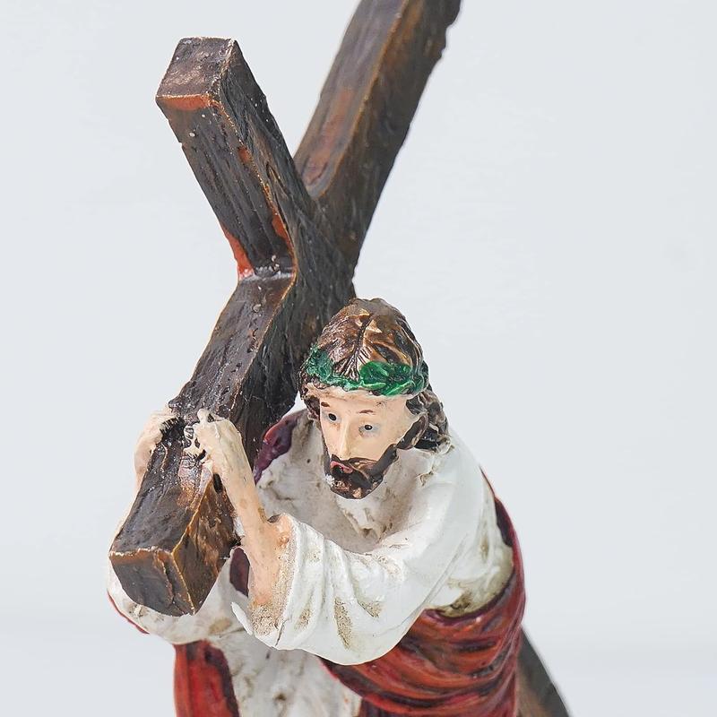 Jesus Carrying Cross Mini Statue Decor Gift Religious Ornaments Home Decor Religious Decor