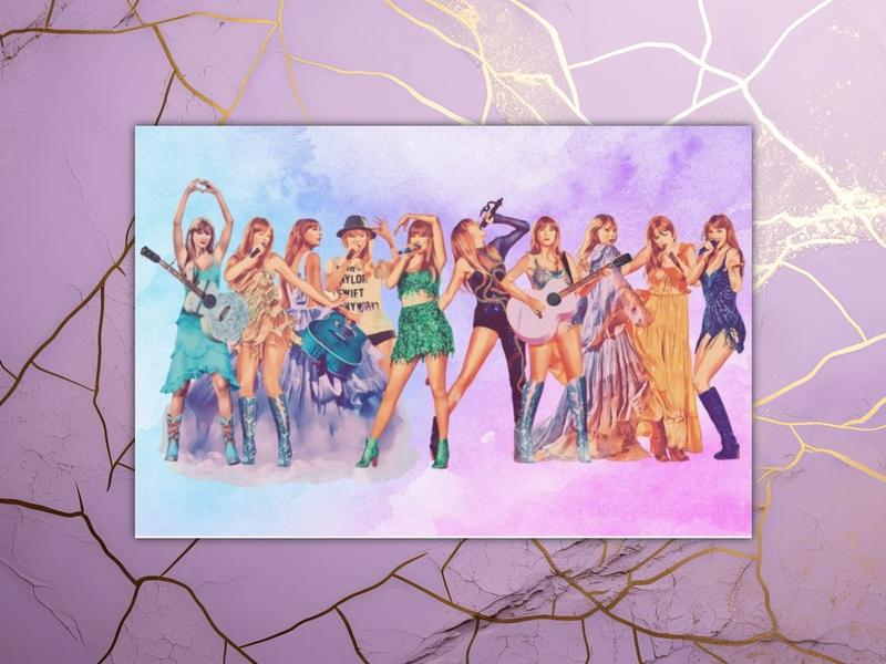 Swifties Eras Tour MULTI SIZES Horizontal Concert Poster Satin Finish Watercolor Pastel Pop Music Wall Artwork Gifts For Her Print, Paper Print, 180 MSG photo paper, Poster for home