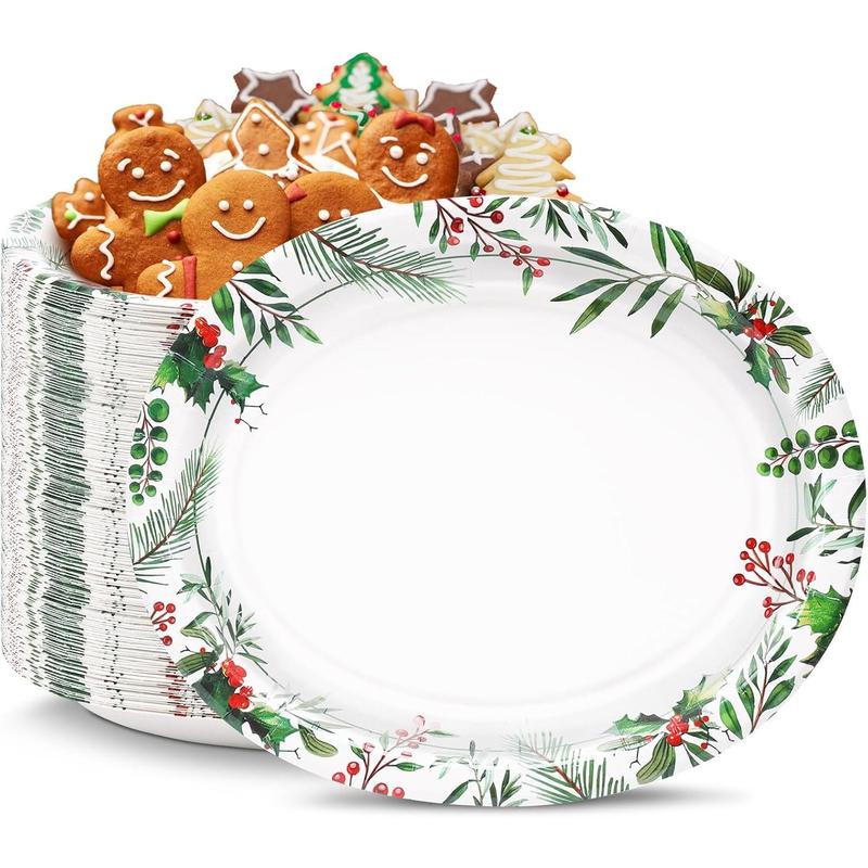 50 Count Oval Christmas Plates 12