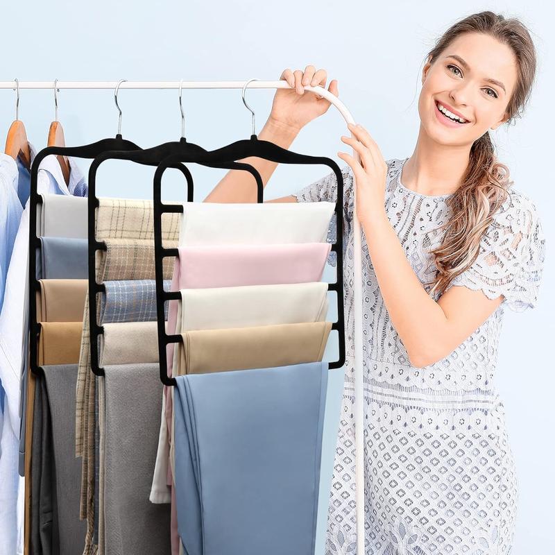 Organizers and Storage,3 Pack Organization and Storage Pants-Hangers-Space-Saving,Velvet Hanger for Dorm Room for College Students Girls Boys Guys Hanging Jean Scarf