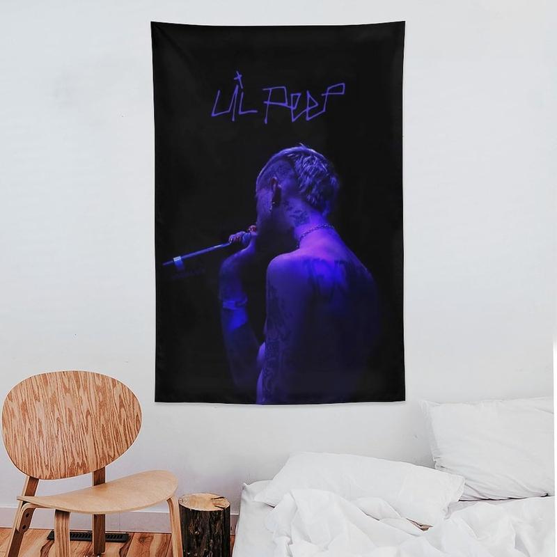 ALEEIK Singer Lil Tapestry Rapper Music Album Tapestries Art Home Wall Decor Hanging Poster Picture Print Living Room Bedroom Decorative (60 * 40 Inches)