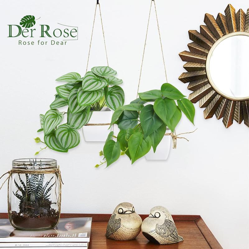 2 Packs Small Faux Plastic Artificial Decorative Plants for Home Bedroom Aesthetic Living Room Bathroom Farmhouse Decor Indoor