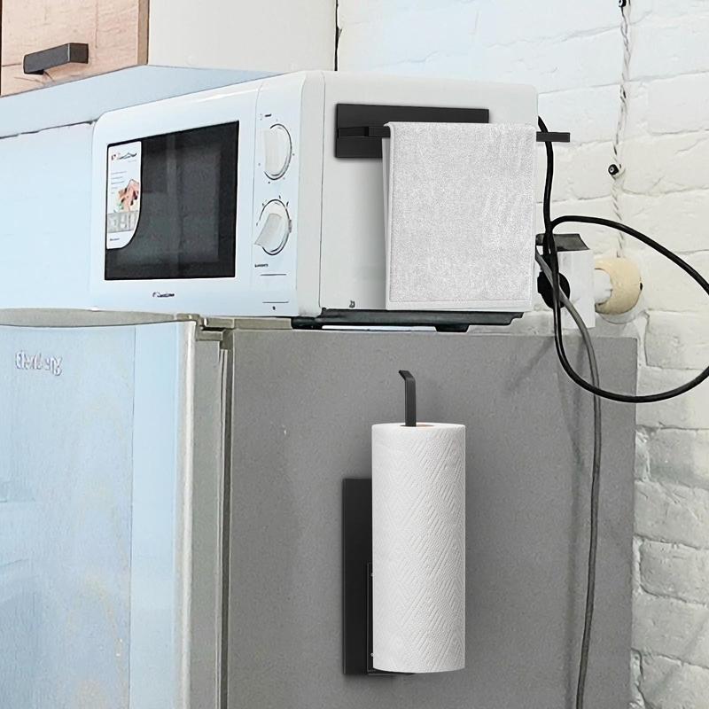 Magnetic Paper Holder, Wall Mounted Roll Paper Holder, Fridge Organizer for Paper Towels Rolls, Home Organizer for Kitchen Refrigerator Bathroom Toilet