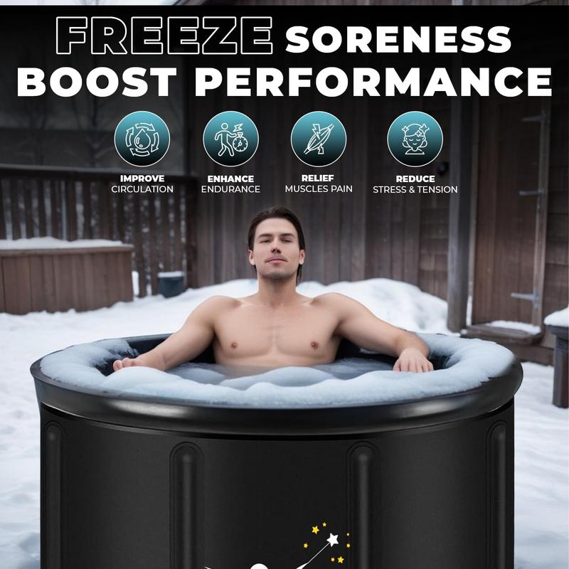 Ice Bath Tub for Athletes - Foldable Cold Plunge Tub - 5 Layer Durable Nylon Design - 85 Gallon Adult Ice Pod with Lid - 29.5