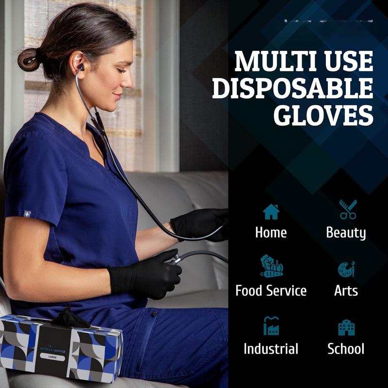 Black Nitrile Disposable Gloves  BBQ, Hair, Cooking, Mechanic Gloves versatile gloves