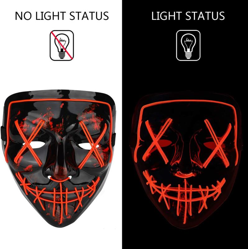 Pop trend Halloween Mask LED Light up Mask Scary mask for Festival Cosplay Halloween Costume Masquerade Parties, Carnival ,Gift Accessories