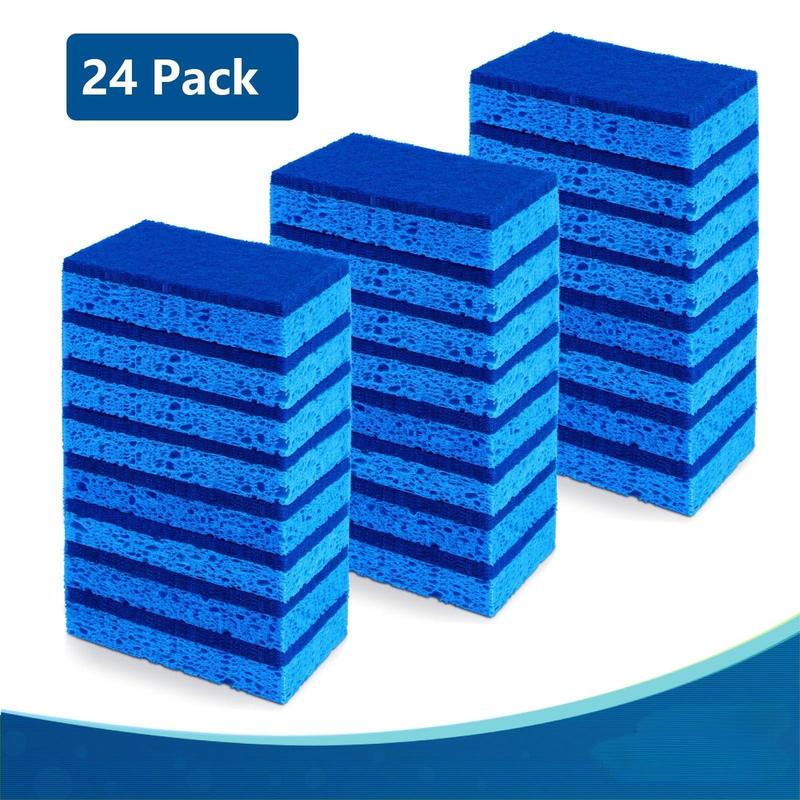 Sponges Kitchen 24pcs, Non-Scratch Scrub Dish Sponges, Safe on Non-Stick Cookware,Dual Sided Cleaning Sponges for Kitchen,Household,Bathroom and More