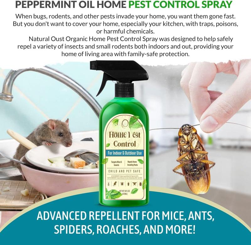 Peppermint Oil Mouse Repellent Spray - Roach Ant Spider Bug Insect Killer - Eco Friendly Pest Control to Repel Mice - Humane Repeller Alternative to Trap