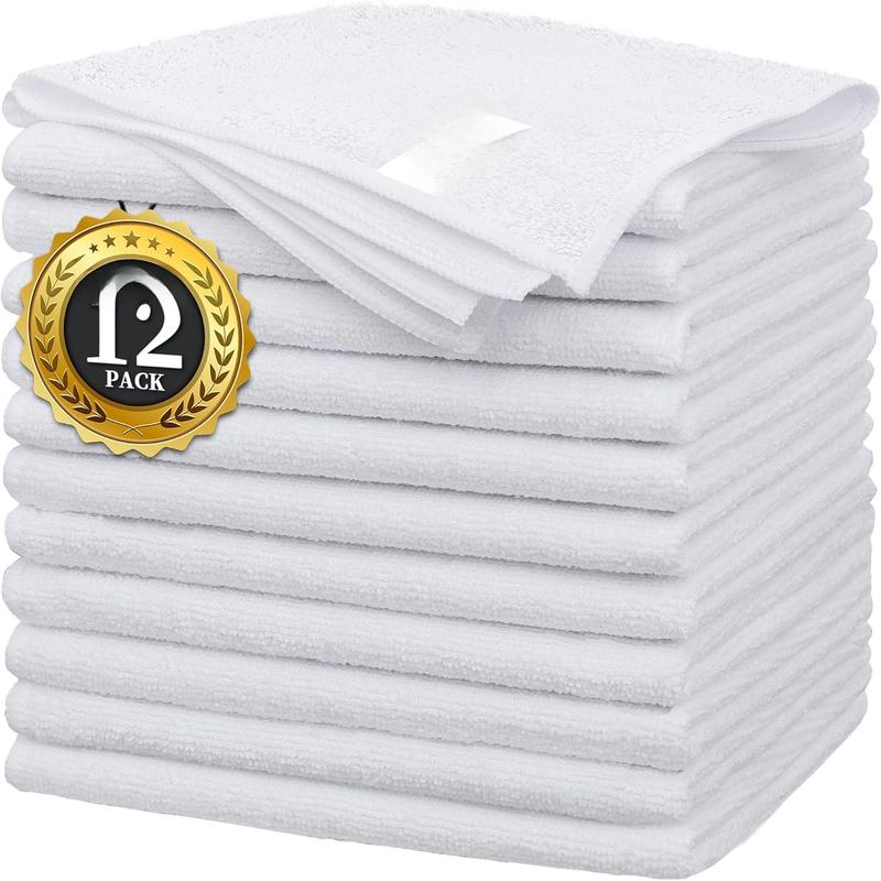 White Microfiber Cleaning Cloth -Pack of 12, Highly Absorbent Cleaning Rags, 16