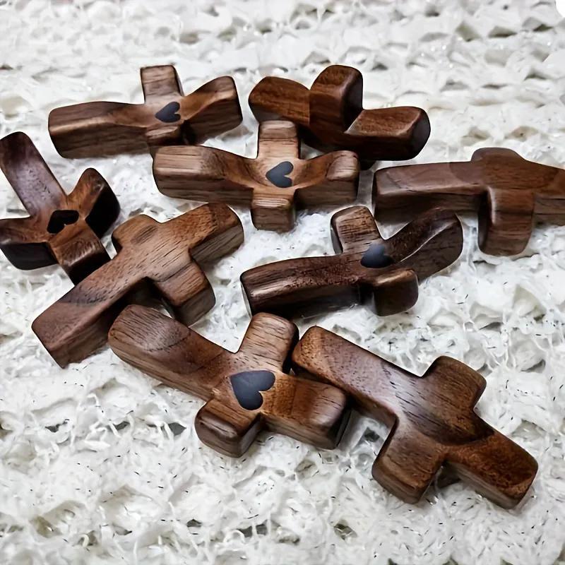 Wooden Cross Decoration, 6 Counts set Multi-functional Spiritual Symbol, Suitable for Home and Office, Perfect Gift Idea Decorative Labeling