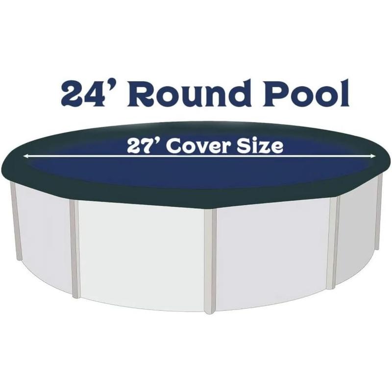 24 ft Round Pool Cover | Economy Above Ground Pool Cover | Blue Black Reversible Heavy Duty Winter Pool Cover | Cold and UV Resistant | Shields Pools from Seasonal Debris