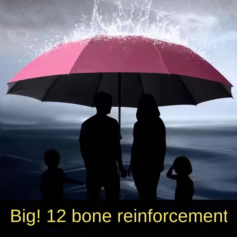 Extra Large 12 Ribs Windproof Waterproof Folding Umbrella For Business Men's & Women's Travel, Reinforcement Umbrella For Both Rainy And Sunny Day For Students