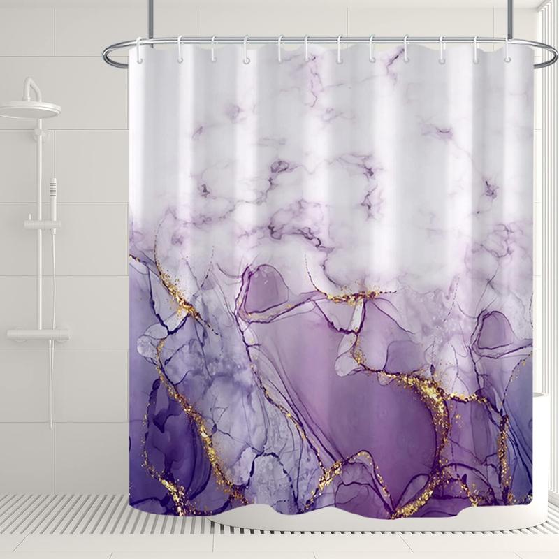 Purple Shower Curtain, Abstract Marble Shower Curtain for Bathroom Waterproof Fabric Shower Curtain Set with Hooks 72x72 inches