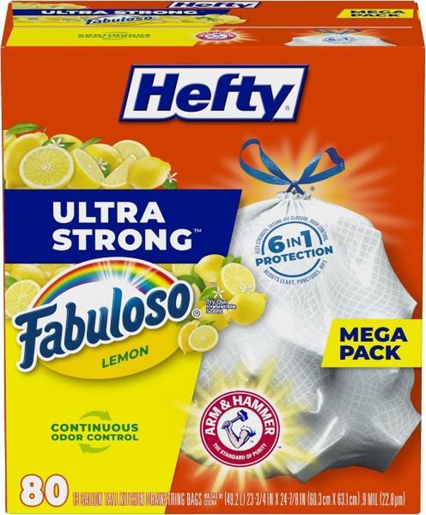 Tall Kitchen Trash Bags 13 Gallon Size, White, Fabuloso Lemon Scent, 80 Bags