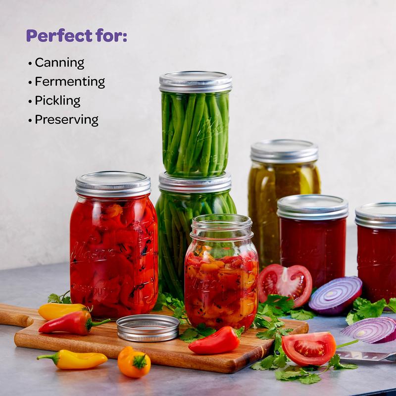 Wide Mouth Mason Jars 16oZ [5 Pack] With mason jar lids andBands, mason jars 16 oz - ForCanning, Fermenting, Picking - JarDécor-Microwave Freeze DishwasherSafe. Bottles Glass