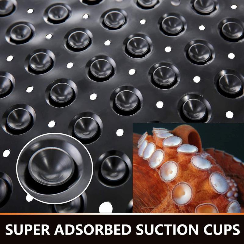 Shower Bathtub Mat, Non-slip Shower Mat, Soft Square Bath for Tub with Suction Cups and Drain Holes, Bathroom Accessories