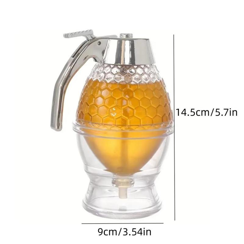 Honey Dispenser, 1 Count Creative Honey Jar with Base, Funnel Type Sauce Bottle, Syrup Pot, Kitchen Products, Practical Kitchen Gadget, Kitchen Accessories