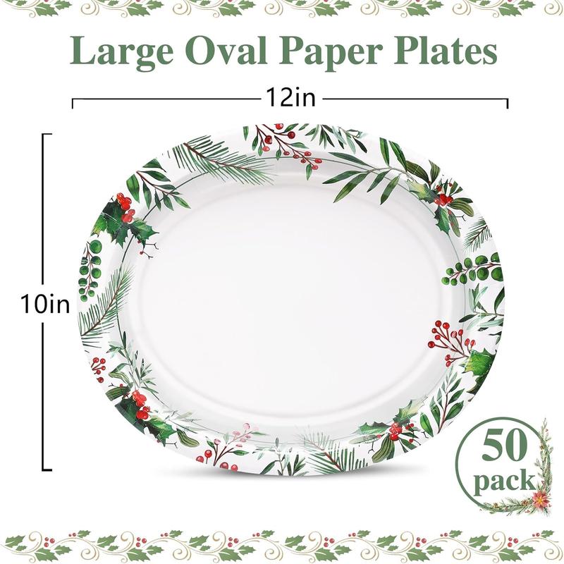 50 Count Oval Christmas Plates 12