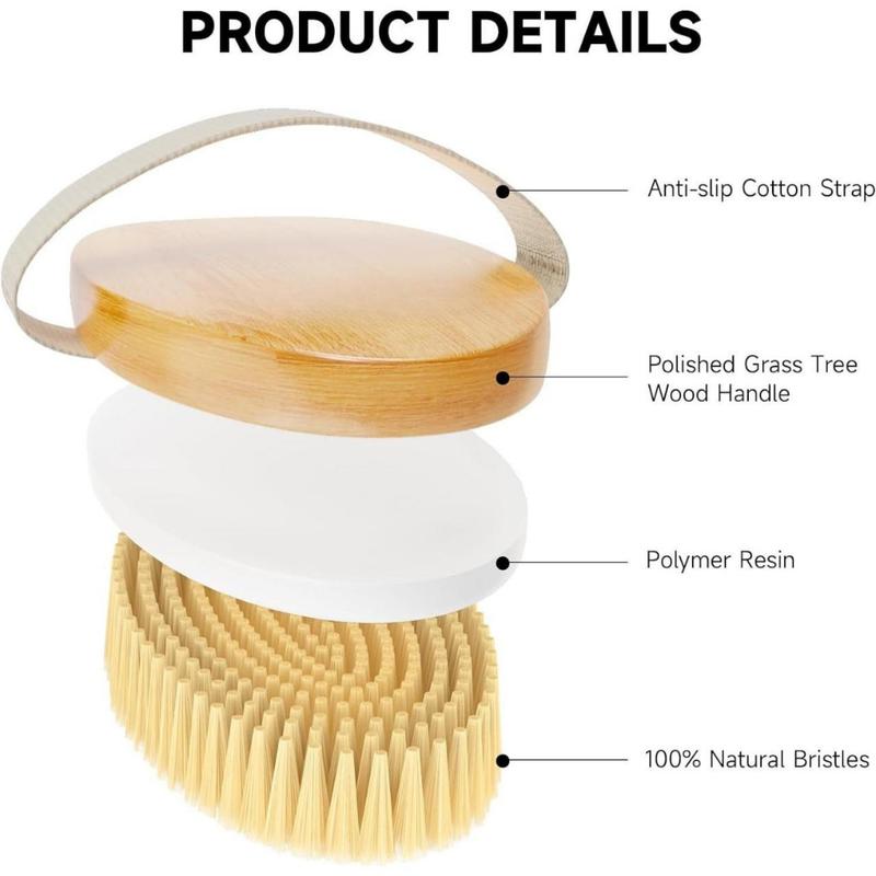 Dry Brushing Body Brush, Exfoliating Body Scrubbers, Natural Bristles for Dry Skin, Improve Circulation, Stop Ingrown Hairs, Reduce Acne and Cellulite-1 Pack(Creative Home) Accessories