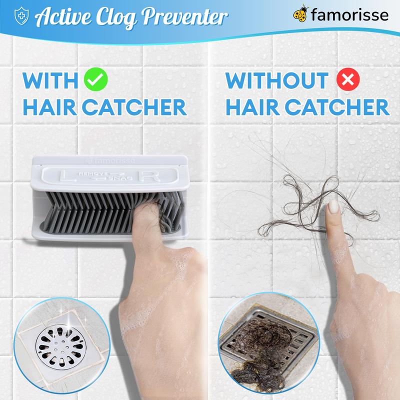 Large Shower Wall Hair Catcher, White Drain Hair Catcher with Silicone Bristle, Hair Trapper, Shower Drain Collector, Hair Grabber, Hair Tub Porcupine, Hair Drain Catcher, Bathtub Protector