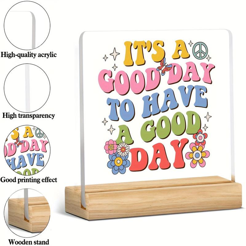 Letter Pattern Decorative Plaque, It's A Good Day Positive Mental Health Sign, Desktop Ornament for Home Office School Dormitory