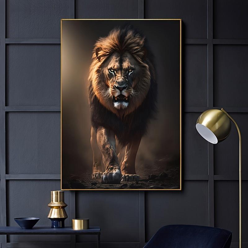 Modern Abstract Lion Canvas Wall Art Poster 31.49x47.24 inches - Majestic Angry Lion Print for Living Room Decor, Portrait Orientation, Frameless Indoor Canvas Artwork