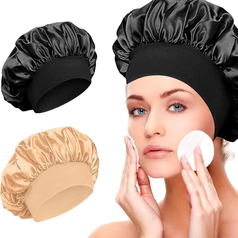 Satin Reusable Sleeping Hair Cap, 3 Counts set Soft Elastic Night Sleep Cap, Hair Care Cap for Women & Men, Heatless Styling Tools for Daily Use, Christmas Gift