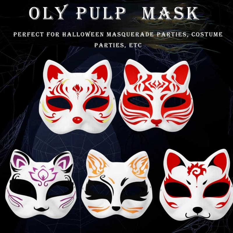 Cute Cat Design Mask, 6pcs Blank Mask for DIY, Hand Painted Personality Mask, Party Supplies for Role Playing Party, Festival, Cosplay, Cute Girly Accessories