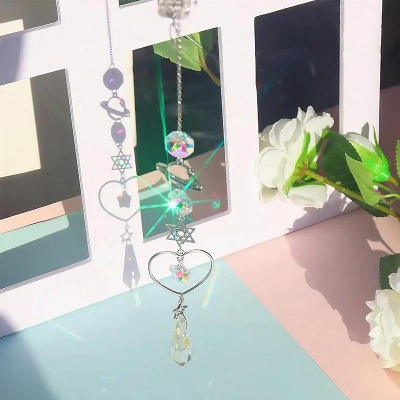 Crystal Sun Catcher, 1 Count Colorful Exquisite Moon & Sun Catcher, Hanging Decor for Home Garden Office Dormitory