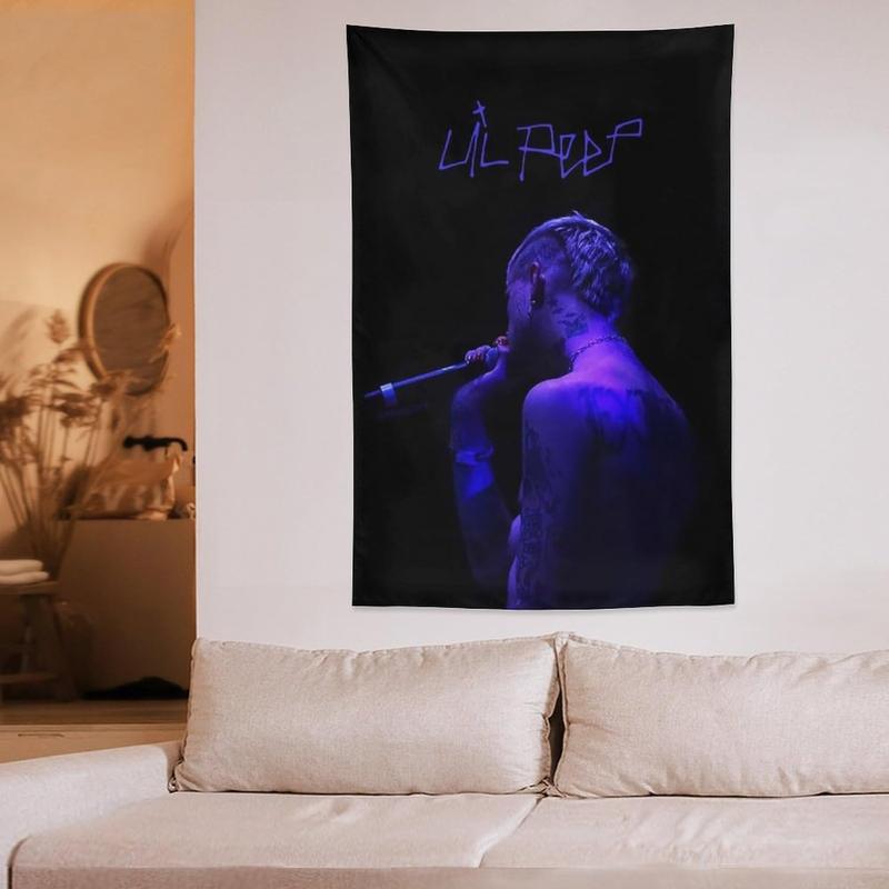 ALEEIK Singer Lil Tapestry Rapper Music Album Tapestries Art Home Wall Decor Hanging Poster Picture Print Living Room Bedroom Decorative (60 * 40 Inches)