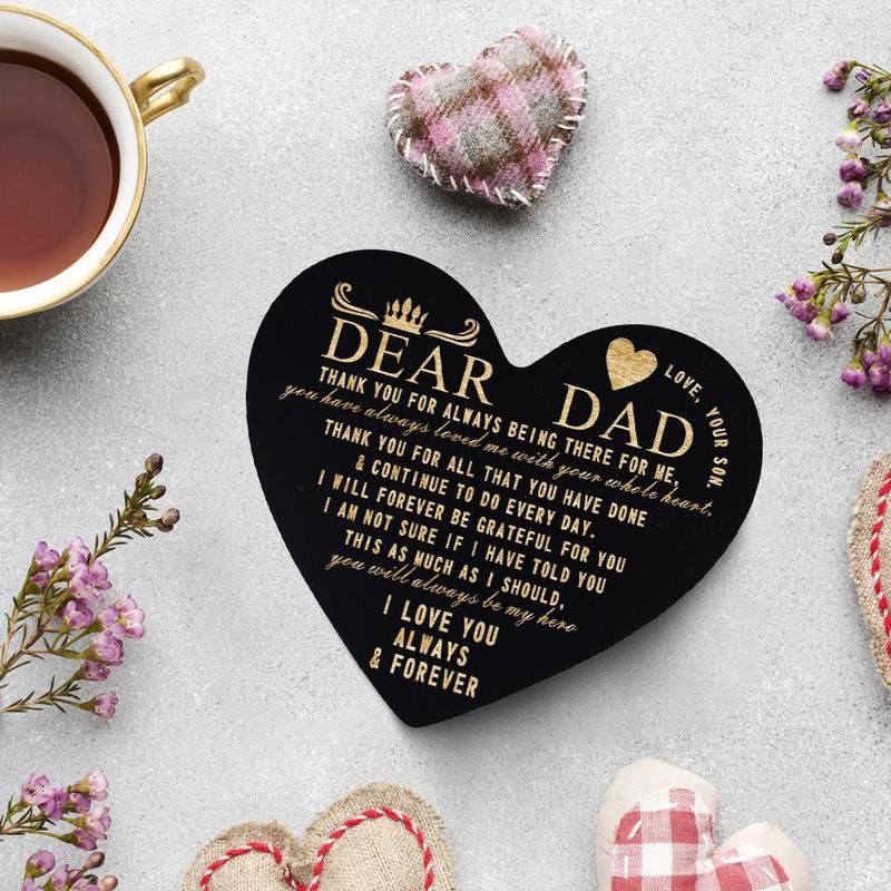 Heart Shaped Letter Pattern Wooden Plaque, Decorative Plaque for Home Office, Gift for Dad