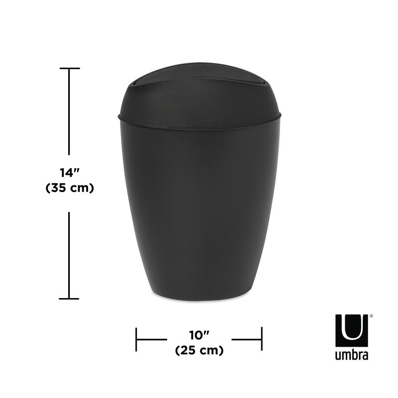 Umbra Twirla Trash Can - Small Wastebasket with Swing-Top Lid