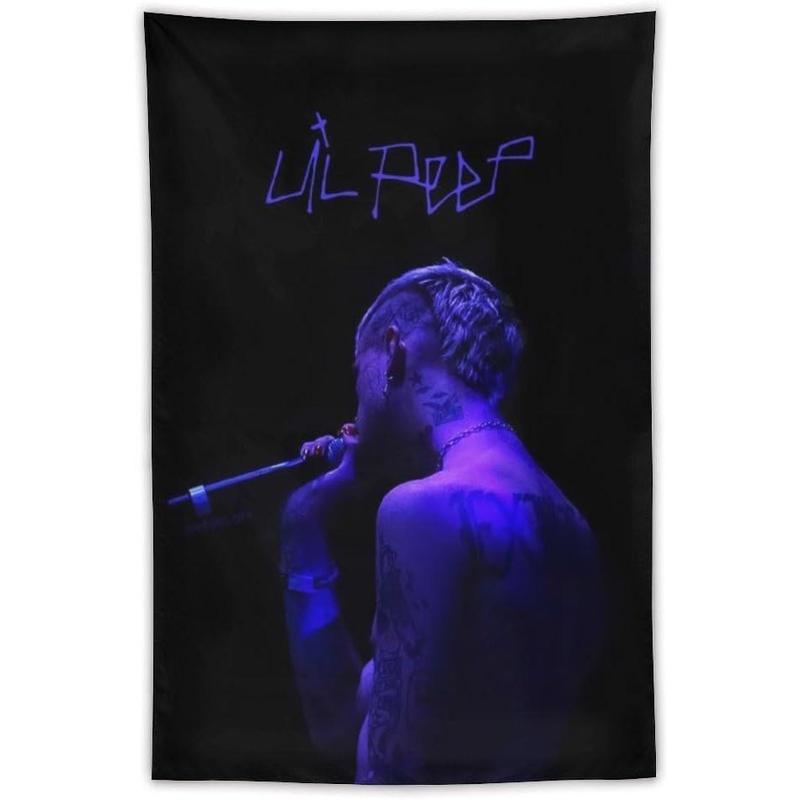 ALEEIK Singer Lil Tapestry Rapper Music Album Tapestries Art Home Wall Decor Hanging Poster Picture Print Living Room Bedroom Decorative (60 * 40 Inches)