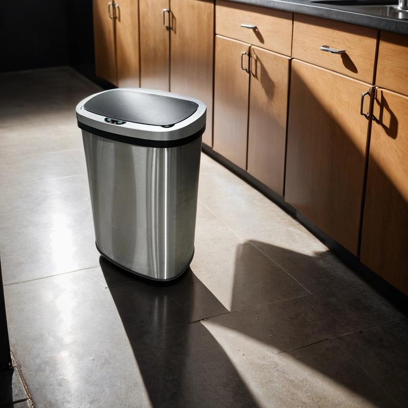 BonaNest Touch Free Stainless Steel 13 Gallon   50L Garbage Trash Bin for Kitchen Office Home