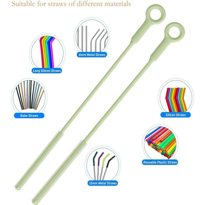 Straw Cleaner Brush,Pipe Cleaners,Extra Long Straw Cleaner,Reusable Silicone Straw Cleaner,Straw Brush,Soft Straw Brush Cleaner,Straw Brushes for Cleaning Straws (Avocado Green) Lightweight