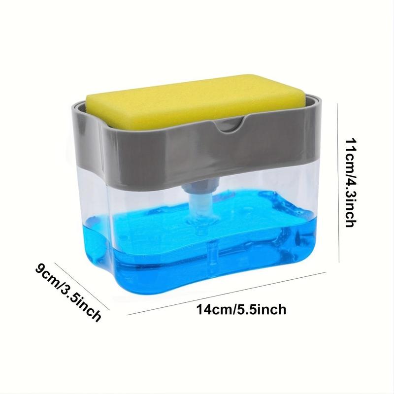 Dish Soap Dispenser with Sponge Holder, 1 Count Automatic Liquid Addition Holder with Cleaning Sponge, Household Cleaning Tool for Kitchen Sink, Bathroom, Toilet, Window, Floor