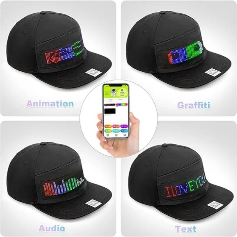 APP Control LED Cap, 1 Count DIY Editing Light Up Hat for Party, Club, LED Light Hat with Text, Music, Image, Drawing