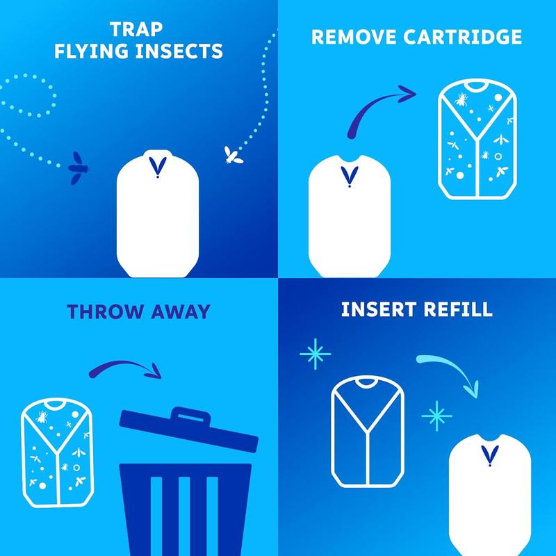 ZEVO Flying Insect Refills for Indoor Light Trap: 4 Light Trap Refill Cartridges Capture Fruit Flies, Gnats and Houseflies (4 Cartridges)