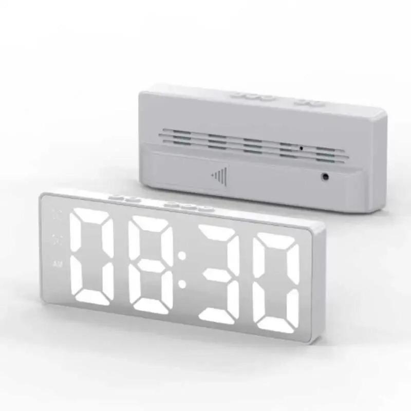 LED Electronic Mirror Alarm Clock, 1 Count USB Rechargeable Digital Clock, Sound Control Temperature Clock, Desktop Decoration for Home Office