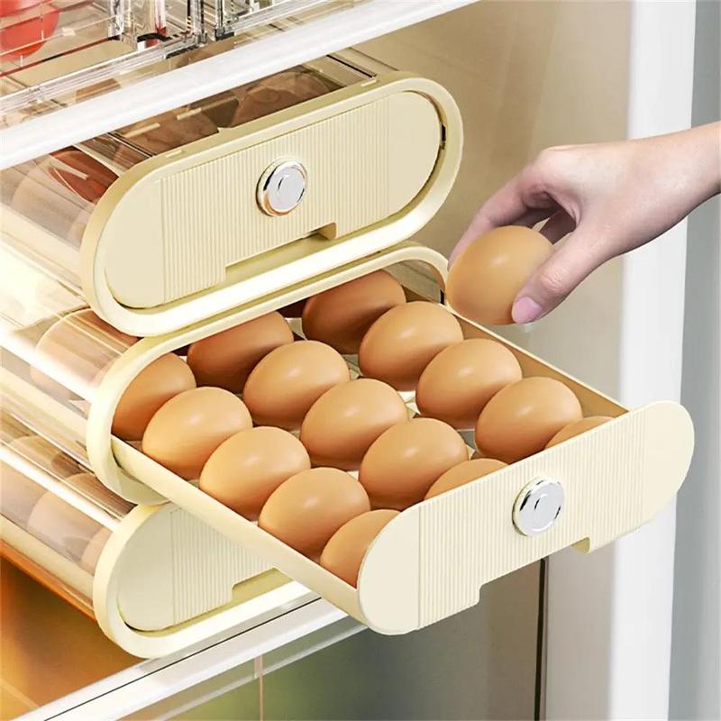 Refrigerator Drawer Type Egg Storage Box, 1 Count Plastic Fresh-keeping Egg Storage Box, Single Layer Egg Storage Container for Home Kitchen