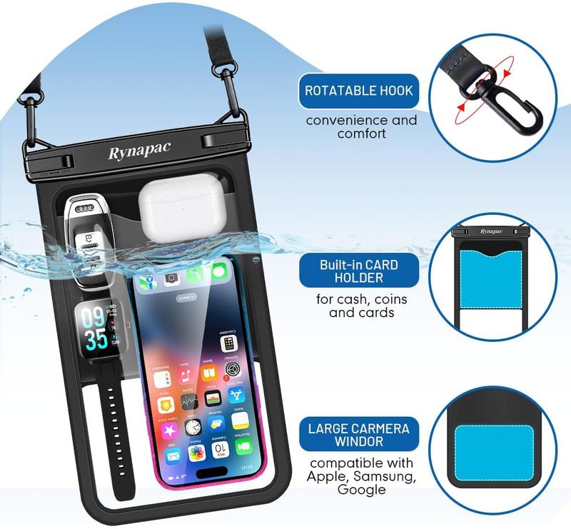 Waterproof Phone Pouch - 8.5in Waterproof Phone Case with Lanyard, IPX8 Cell Phone Dry Bag Beach Essentials for iPhone 15 15 Plus 15 Pro 15 Pro Max 13 14 SE Series, Galaxy 23 22 21 20 Series Organiser Adjustable Photo Cover